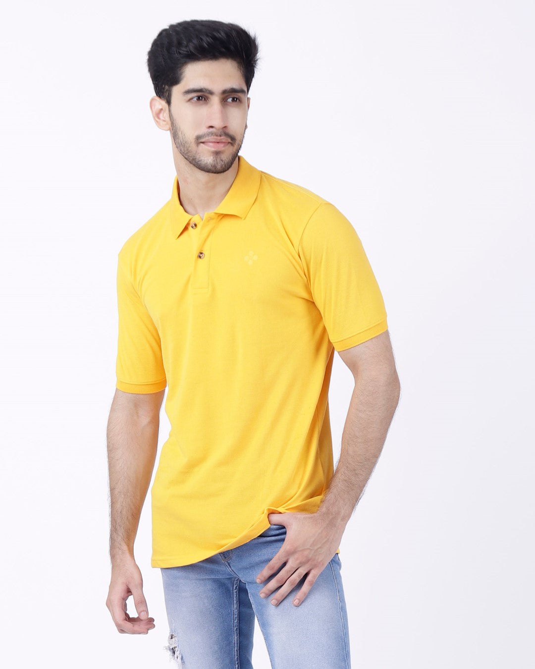 Peach Finish Mens Polo T-shirt – Yellow