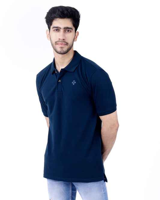 Peach Finish Mens Polo T-shirt – Navy