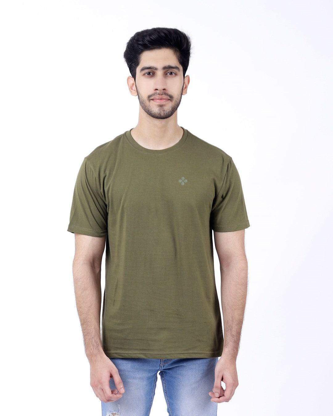 Bio Washed Mens Round Neck T-shirt – Olive