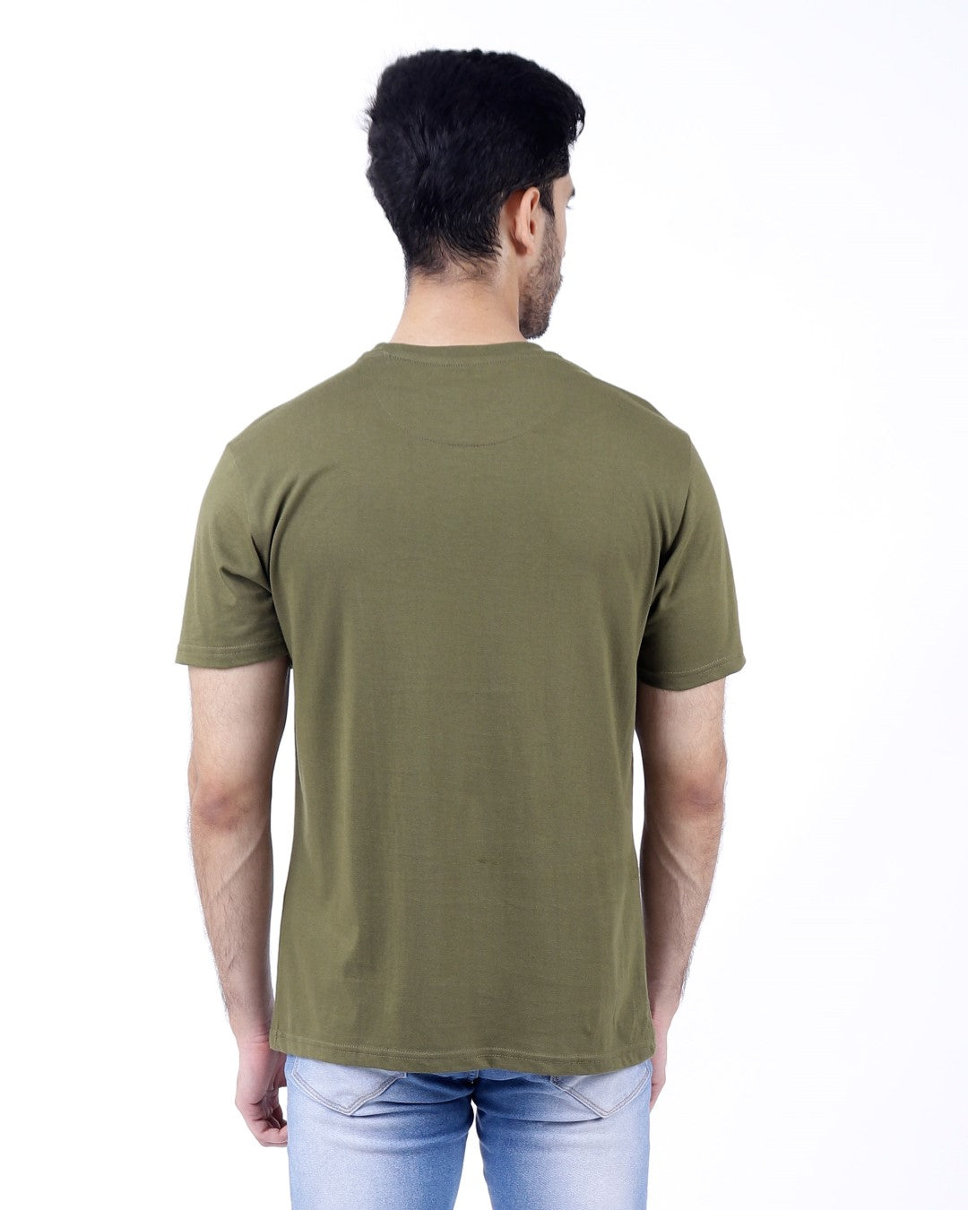 Bio Washed Mens Round Neck T-shirt – Olive