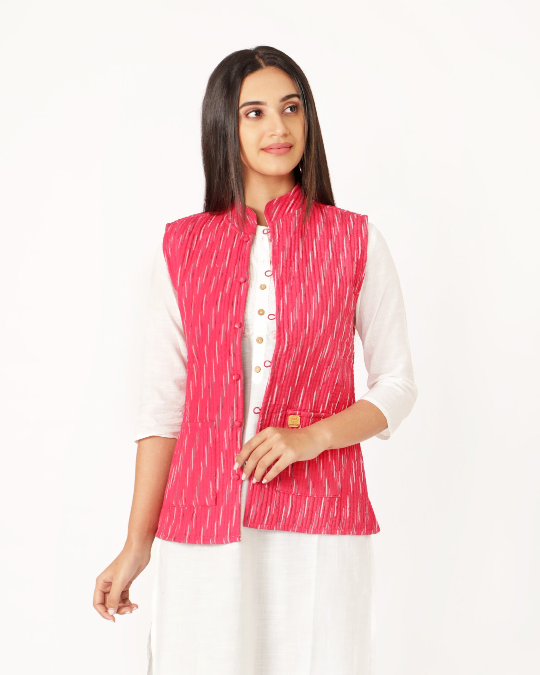 Pink File Jacket Dark Pink Cotton Hand Block Printed Regular Fit Jacket – Parikala