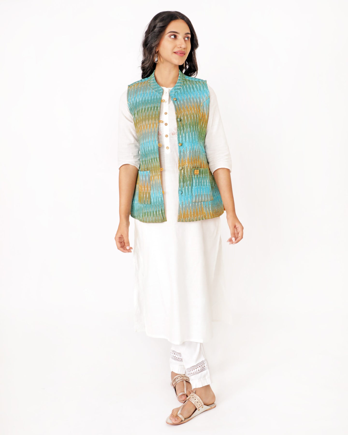 Multicolor Cotton Hand Block Printed Regular Fit Jacket