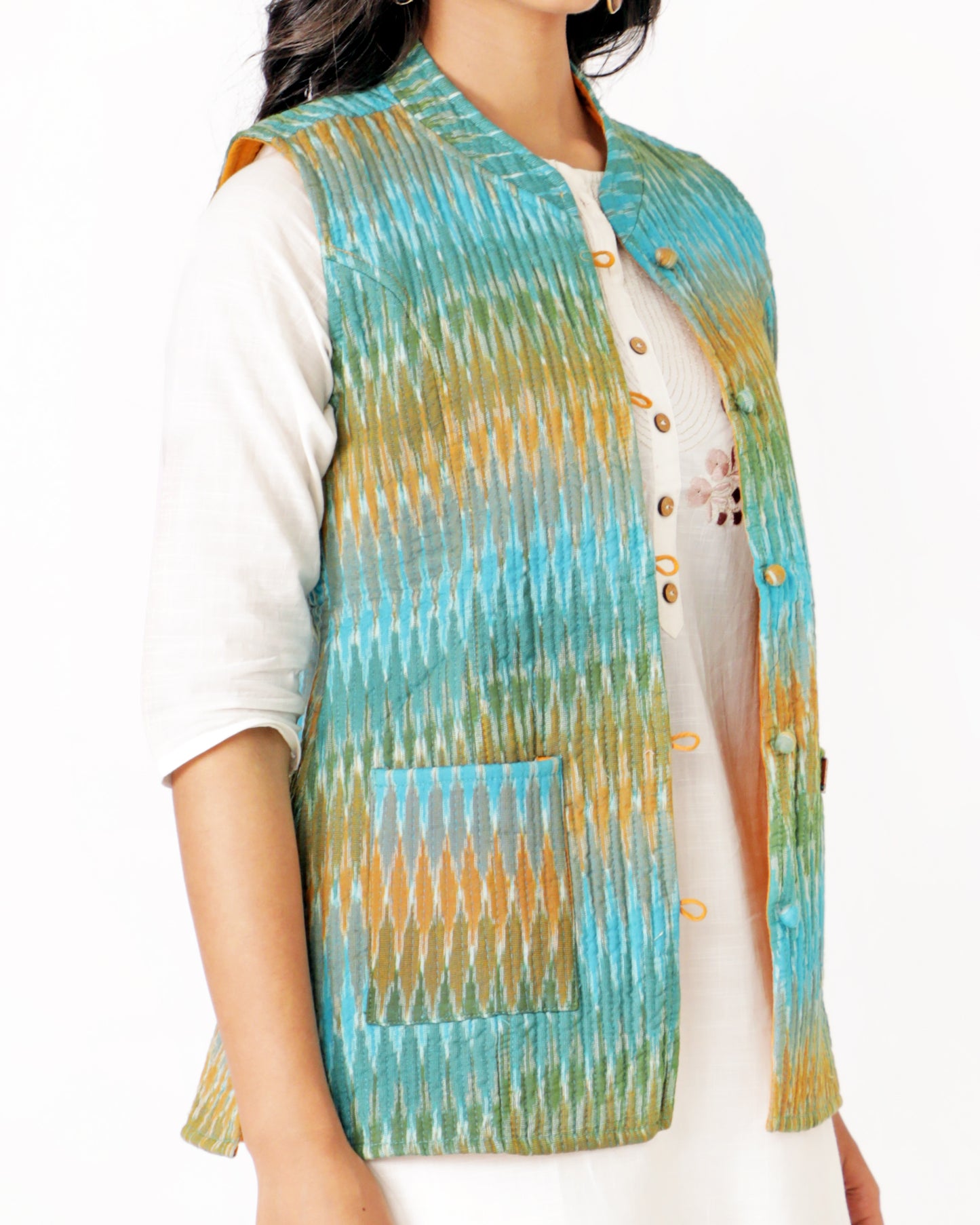 Multicolor Cotton Hand Block Printed Regular Fit Jacket