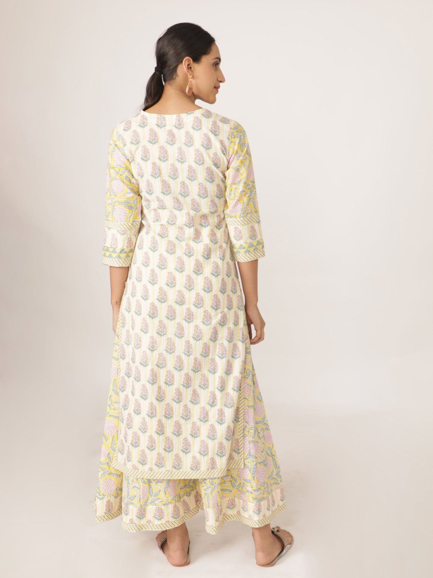 White Handblocked Bagru Printed Straight Kurta Set