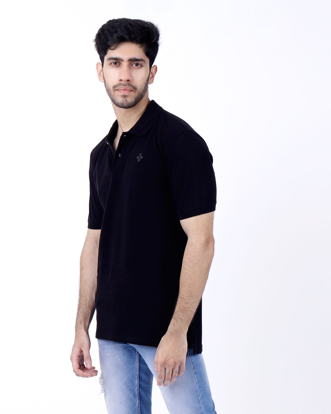 Peach Finish Mens Polo T-shirt – Black