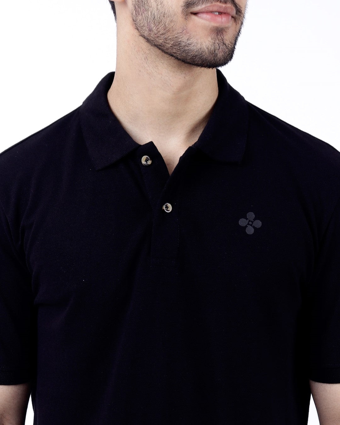 Peach Finish Mens Polo T-shirt – Black