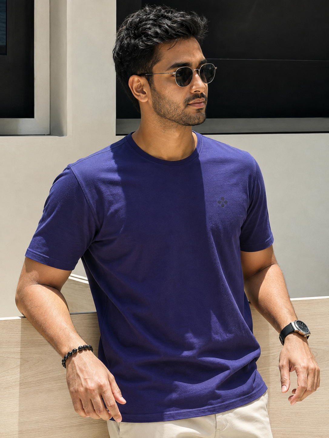 Bio Washed Mens Round Neck T-shirt – Navy