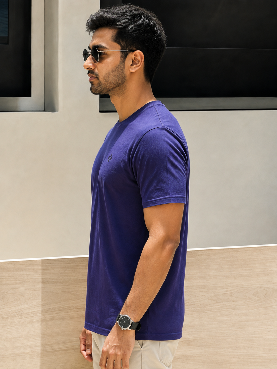 Bio Washed Mens Round Neck T-shirt – Navy